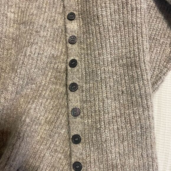 NWT Commense Oatmeal cardigan with lettuce, trim, and bell sleeves, XS - Picture 6 of 6